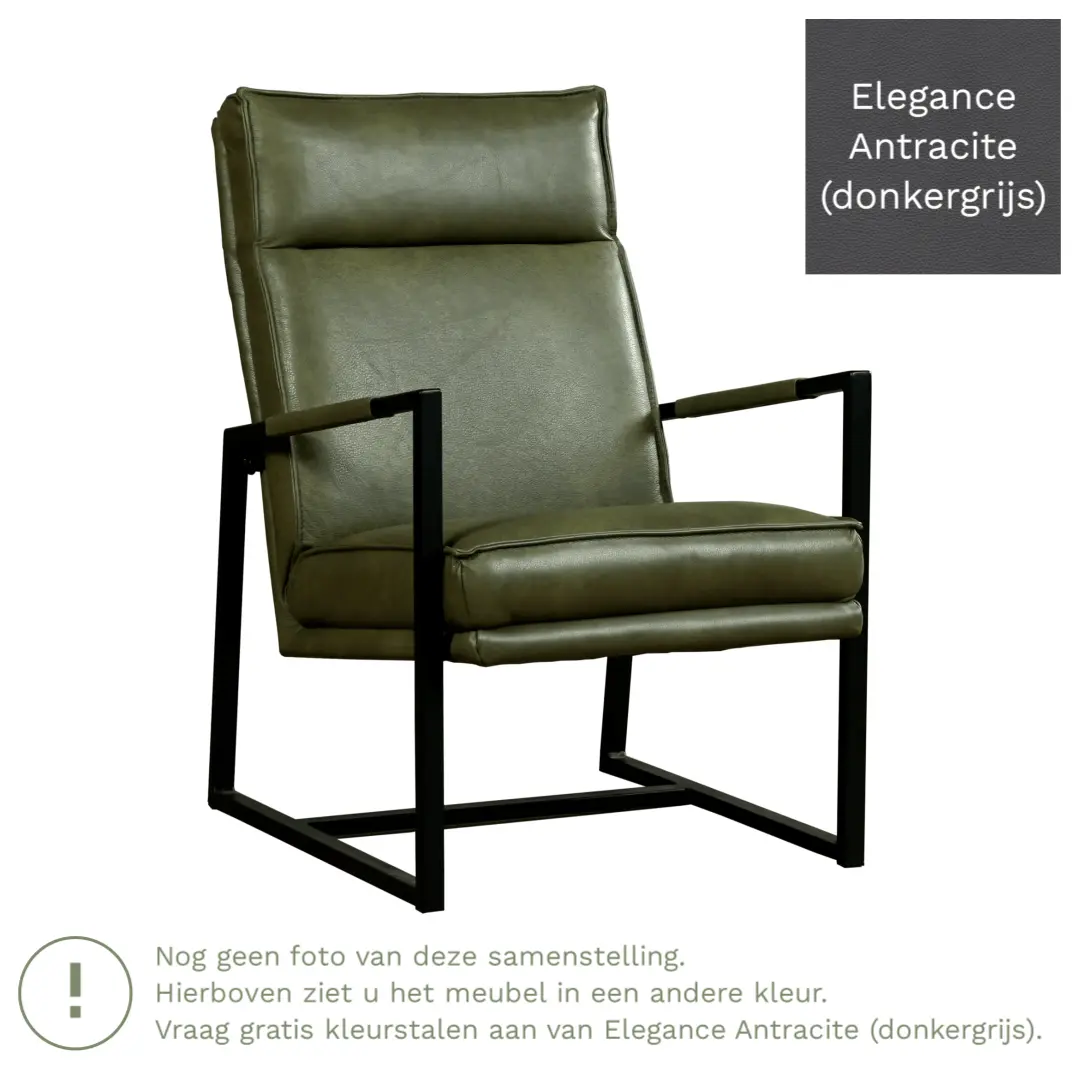 afbeelding van Leren fauteuil Square - Elegance Antracite (donkergrijs)