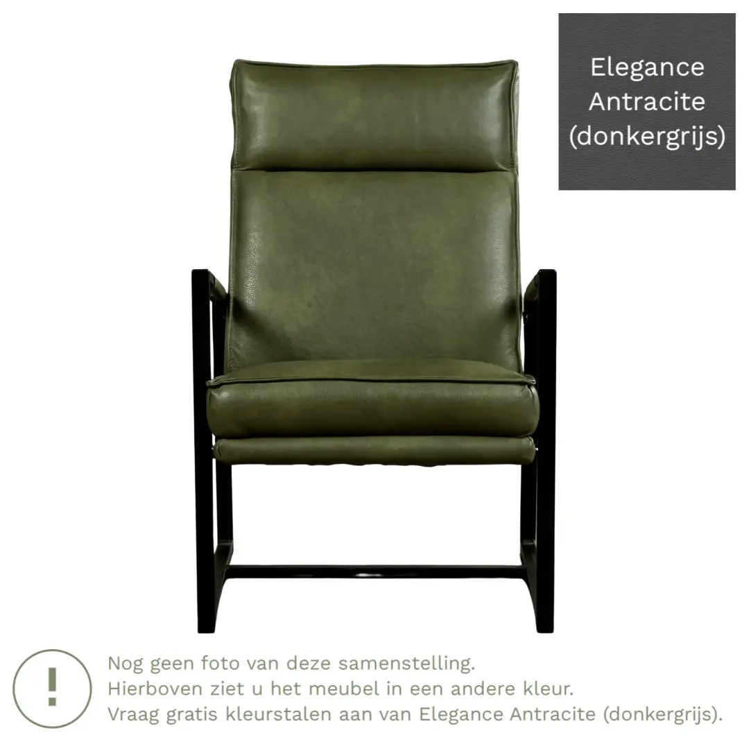 afbeelding van Leren fauteuil Square - Elegance Antracite (donkergrijs)