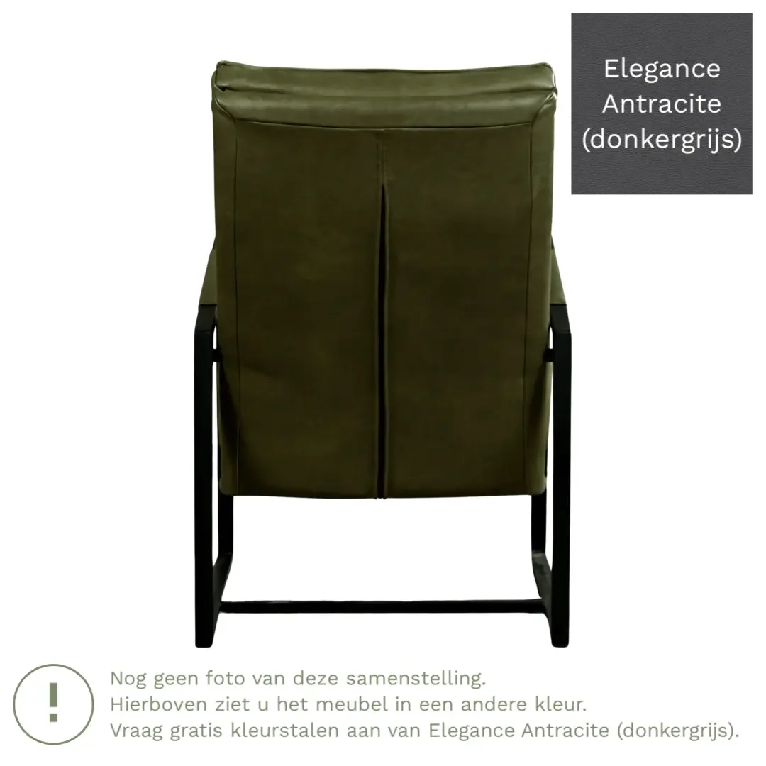 afbeelding van Leren fauteuil Square - Elegance Antracite (donkergrijs)