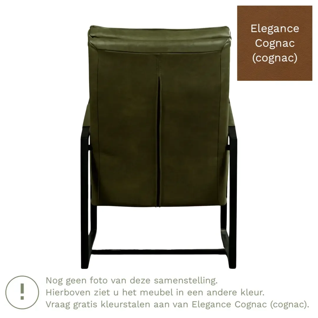 afbeelding van Leren fauteuil Square - Elegance Cognac (cognac)