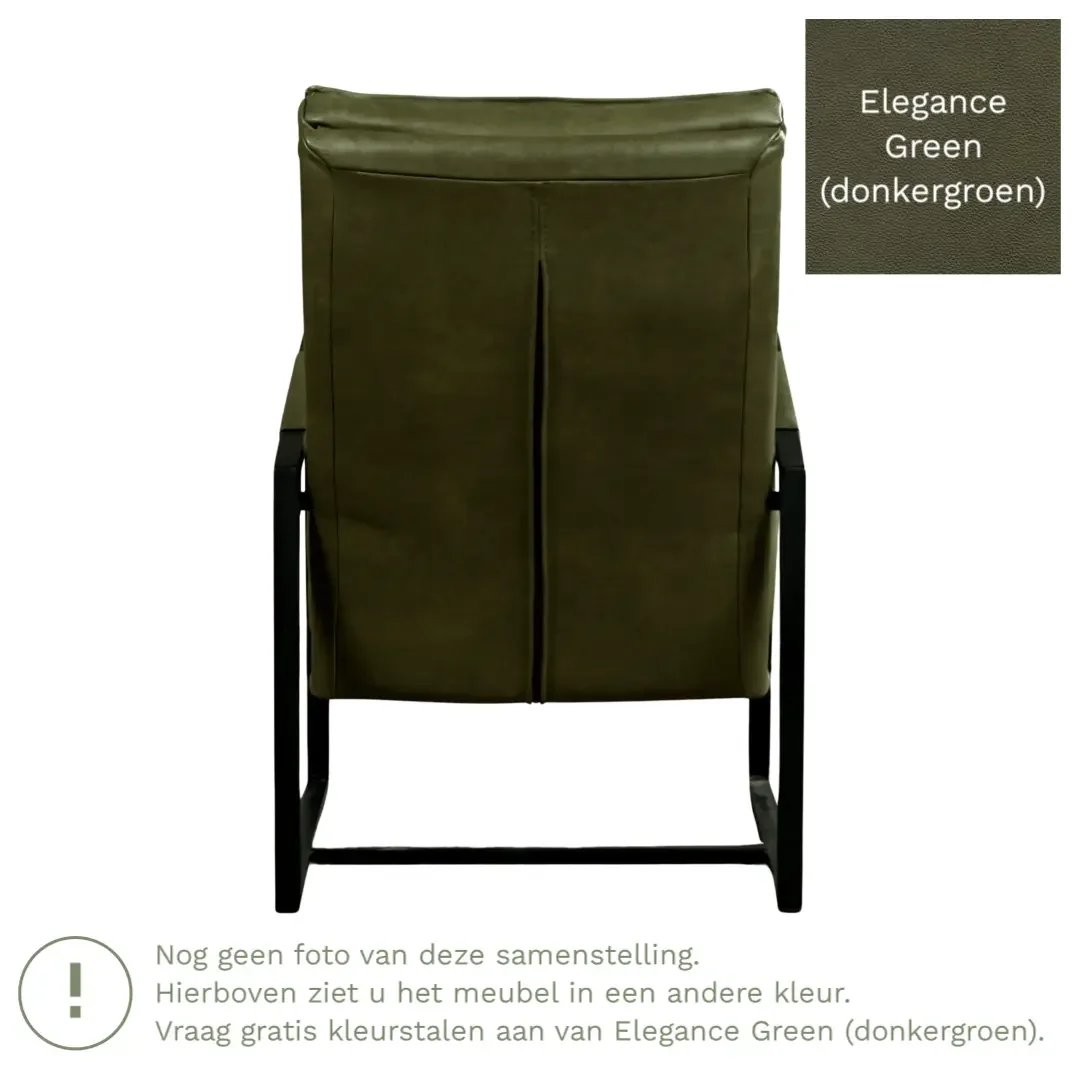 afbeelding van Leren fauteuil Square - Elegance Green (donkergroen)