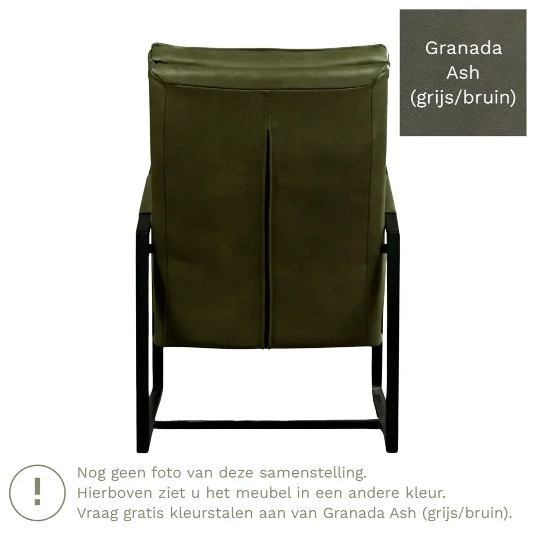 afbeelding van Leren fauteuil Square - Granada Ash (grijs/bruin)