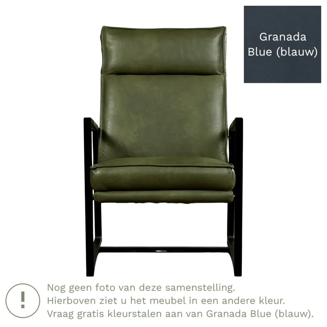afbeelding van Leren fauteuil Square - Granada Blue (blauw)