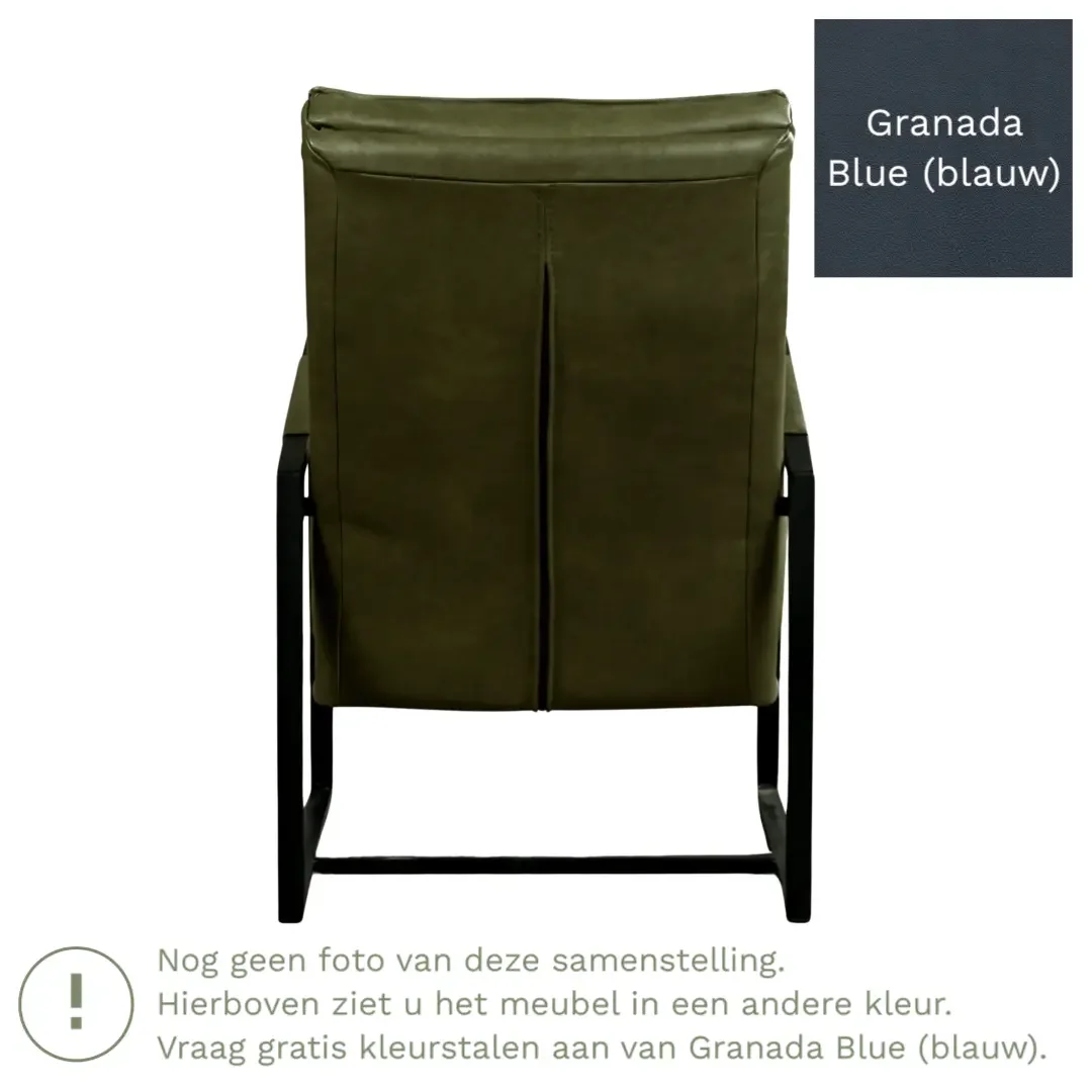 afbeelding van Leren fauteuil Square - Granada Blue (blauw)