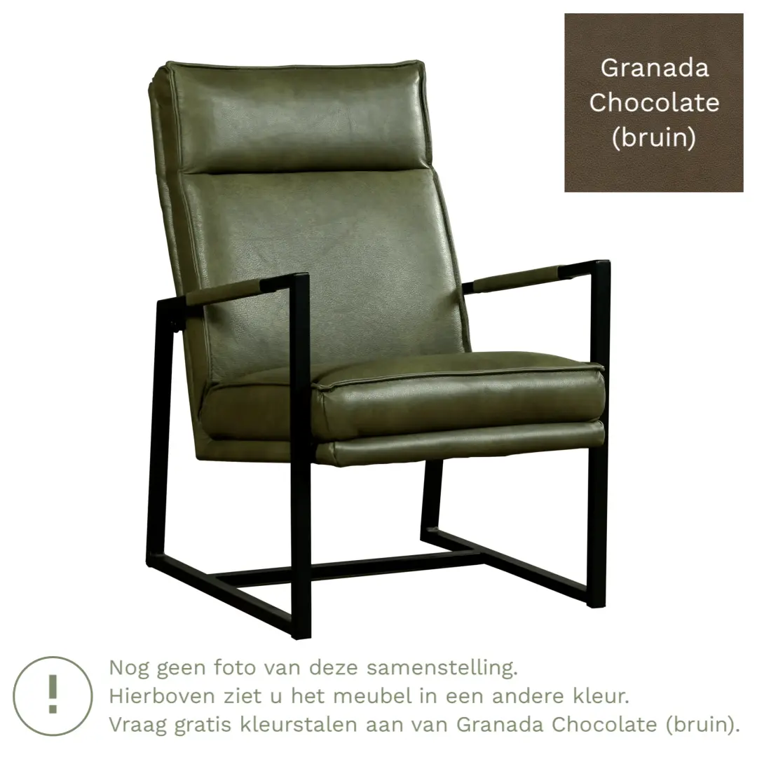 afbeelding van Leren fauteuil Square - Granada Chocolate (bruin)