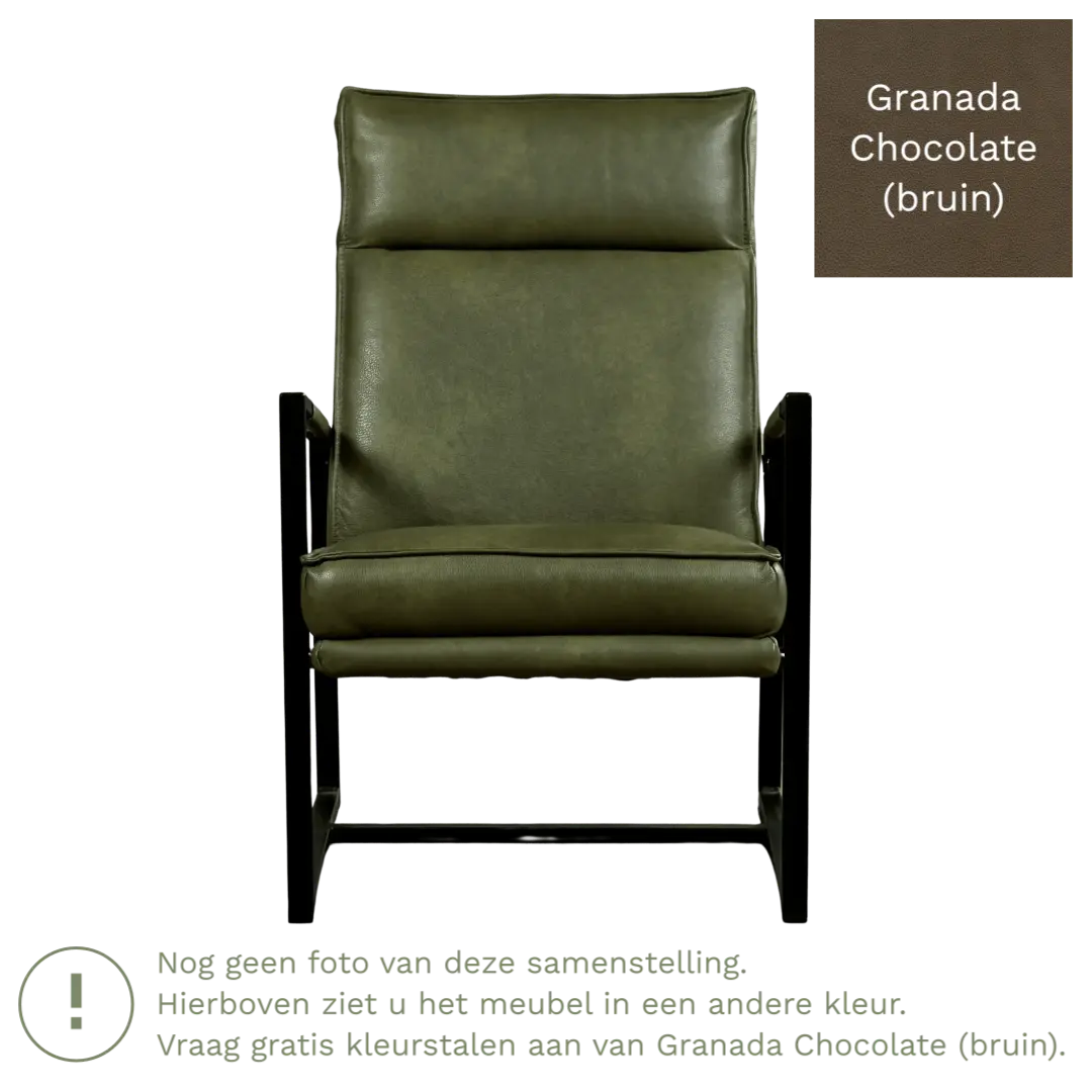 afbeelding van Leren fauteuil Square - Granada Chocolate (bruin)