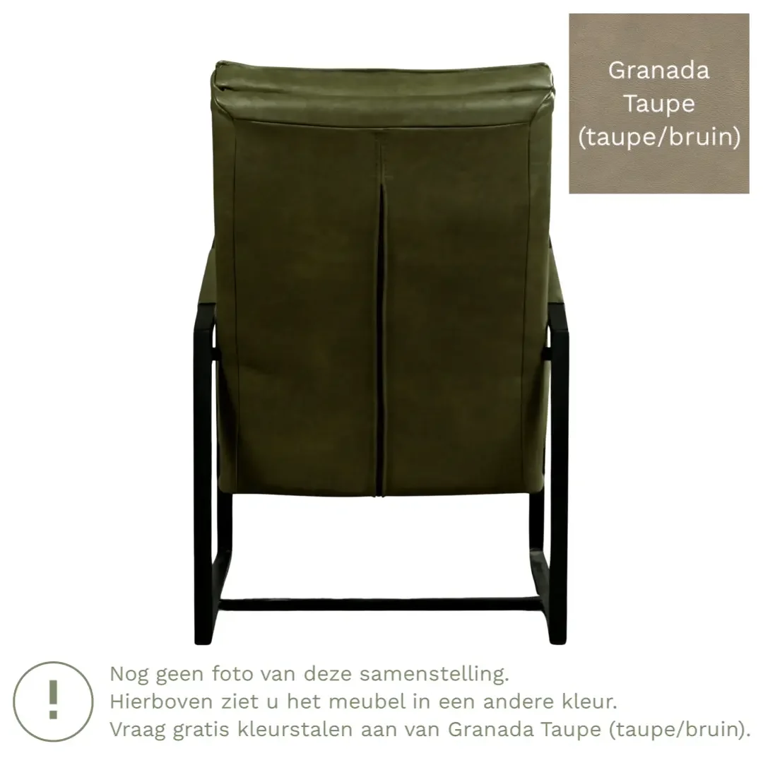 afbeelding van Leren fauteuil Square - Granada Taupe (taupe/bruin)