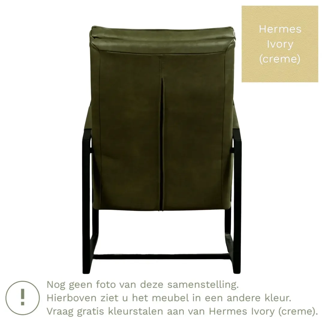 afbeelding van Leren fauteuil Square - Hermes Ivory (crème)