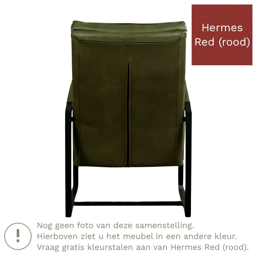 afbeelding van Leren fauteuil Square - Hermes Red (rood)
