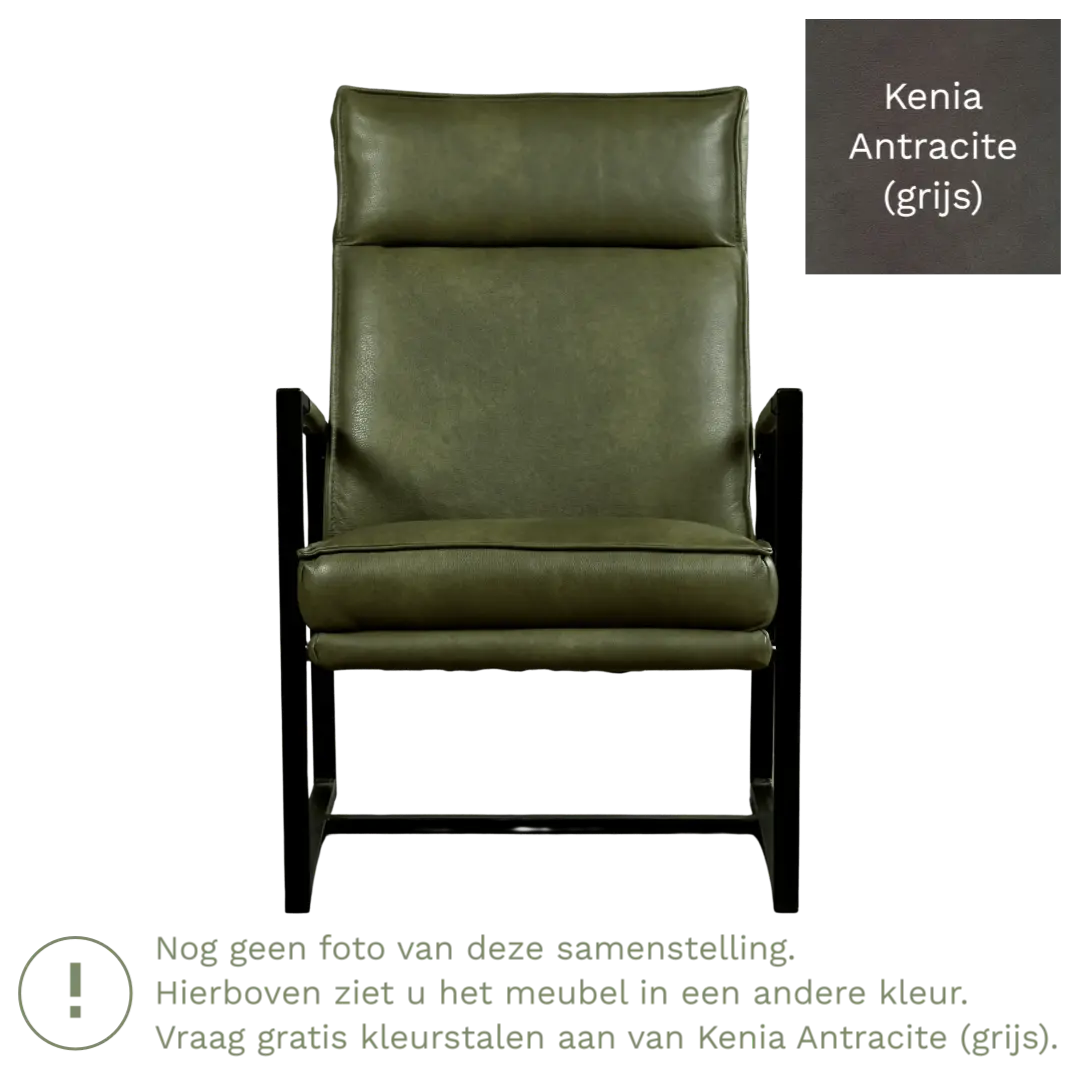 afbeelding van Leren fauteuil Square - Kenia Antracite (grijs)