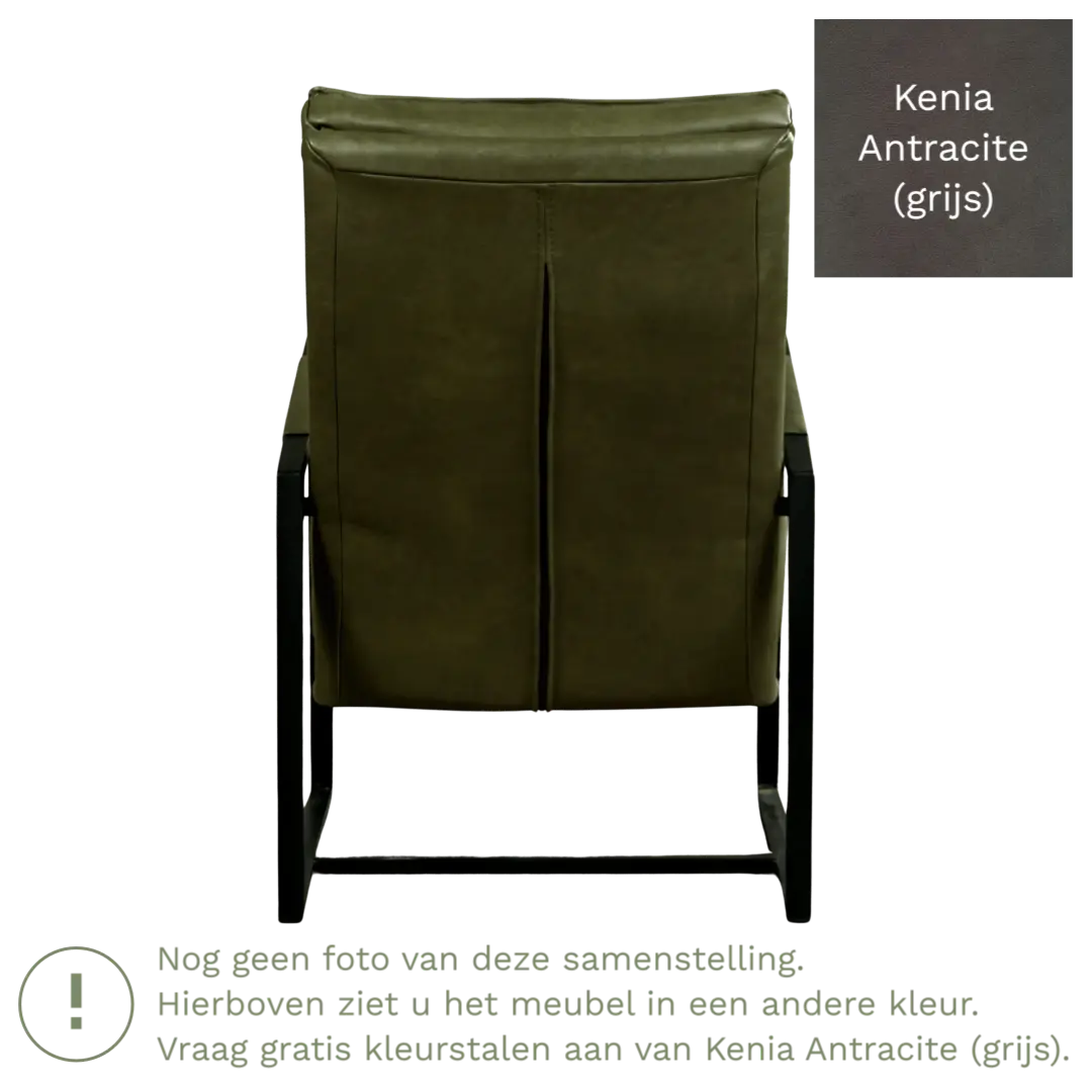 afbeelding van Leren fauteuil Square - Kenia Antracite (grijs)