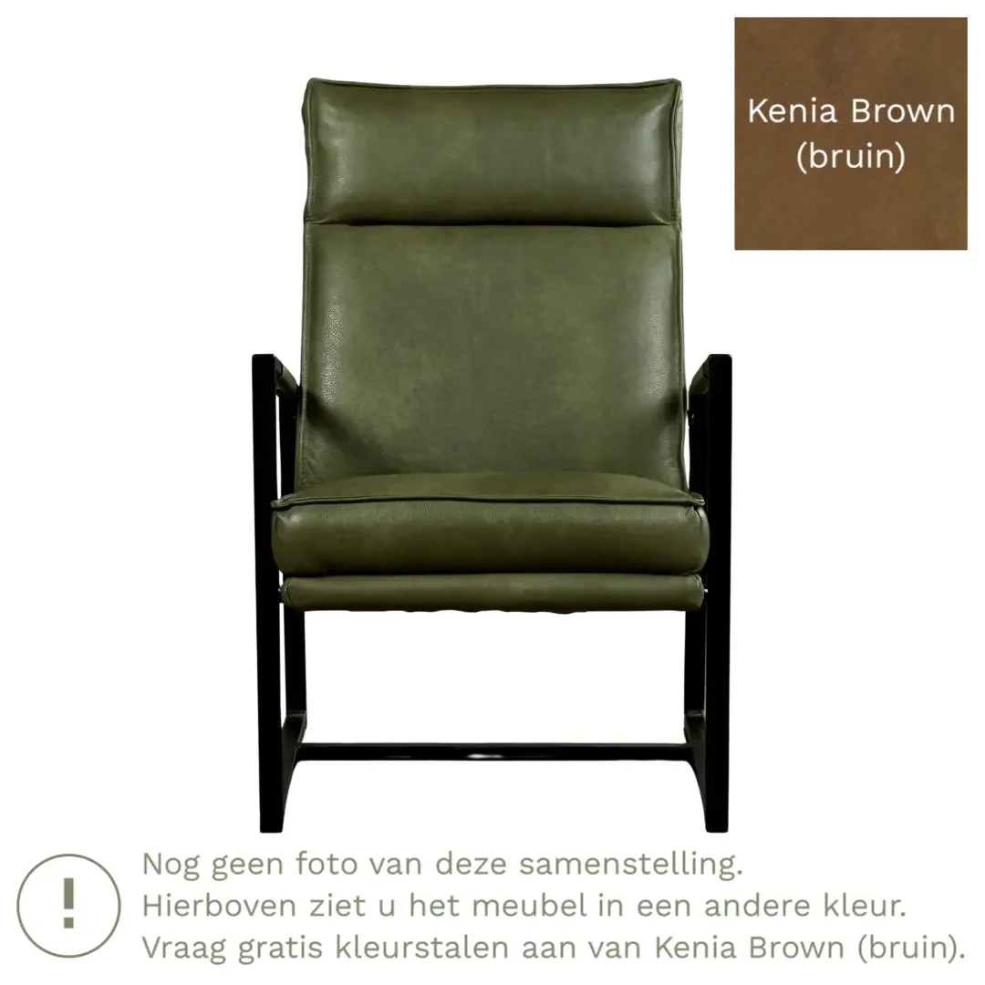 afbeelding van Leren fauteuil Square - Kenia Brown (bruin)
