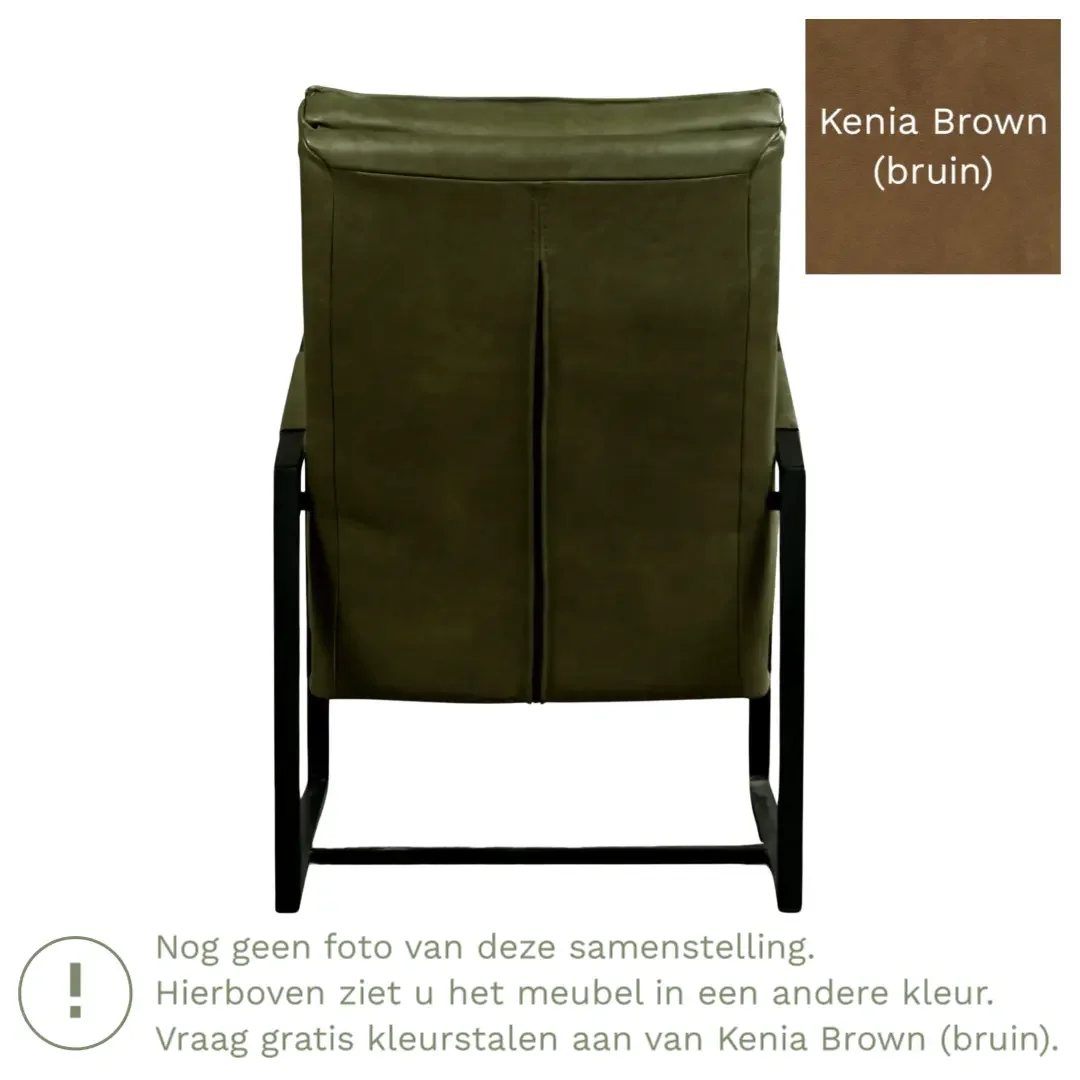 afbeelding van Leren fauteuil Square - Kenia Brown (bruin)