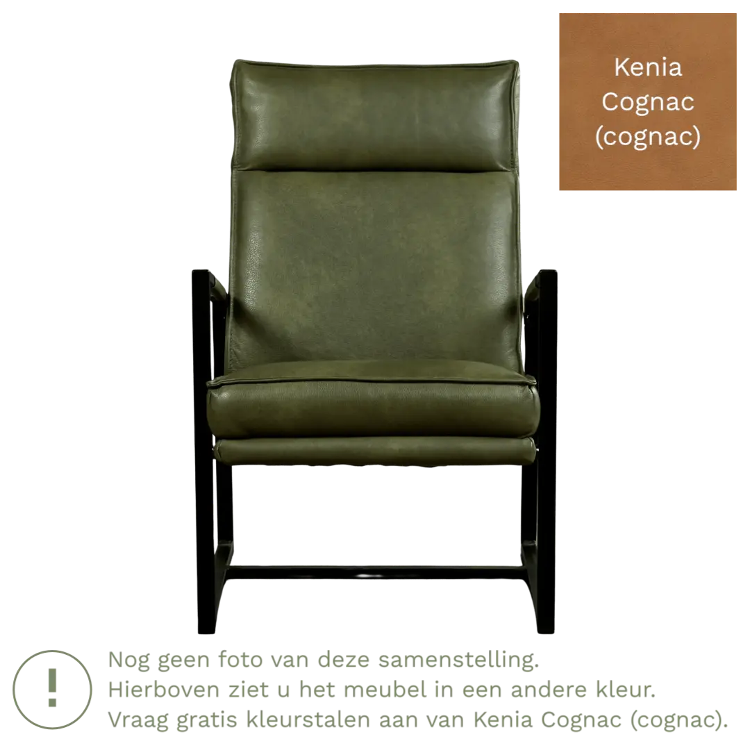 afbeelding van Leren fauteuil Square - Kenia Cognac (cognac)