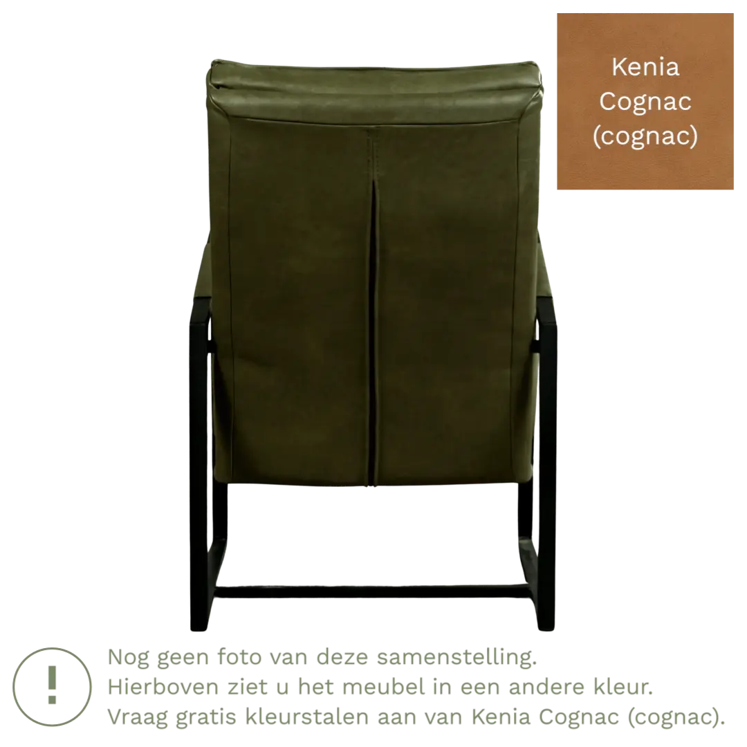 afbeelding van Leren fauteuil Square - Kenia Cognac (cognac)