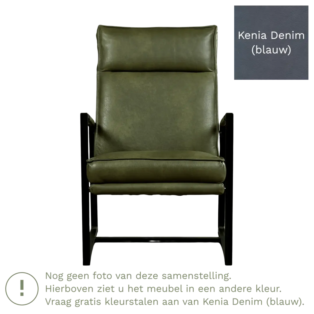 afbeelding van Leren fauteuil Square - Kenia Denim (blauw)