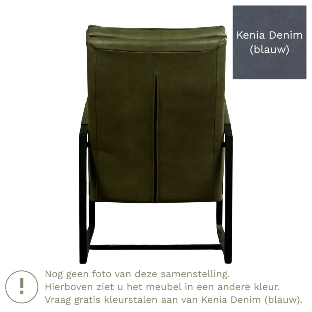 afbeelding van Leren fauteuil Square - Kenia Denim (blauw)