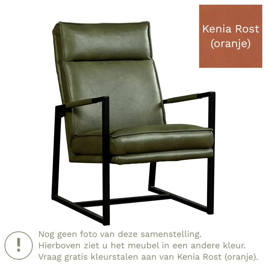 afbeelding van Leren fauteuil Square - Kenia Rost (oranje)