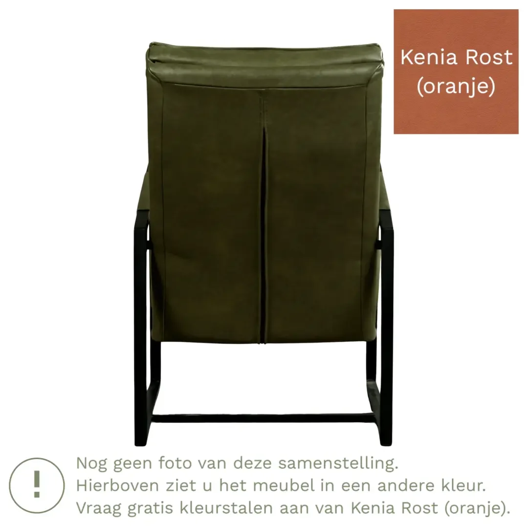 afbeelding van Leren fauteuil Square - Kenia Rost (oranje)