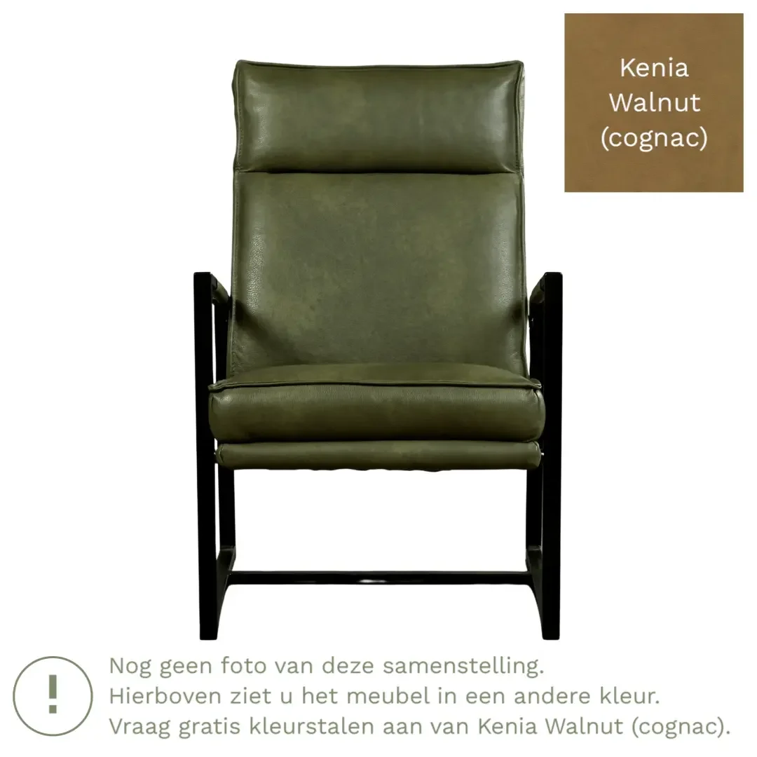 afbeelding van Leren fauteuil Square - Kenia Walnut (cognac)