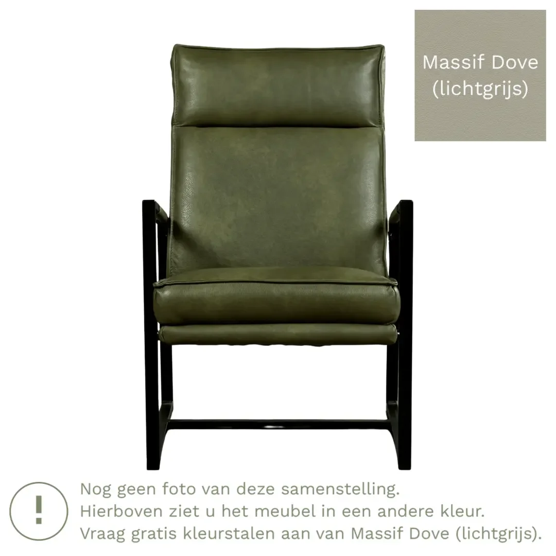 afbeelding van Leren fauteuil Square - Massif Dove (lichtgrijs)
