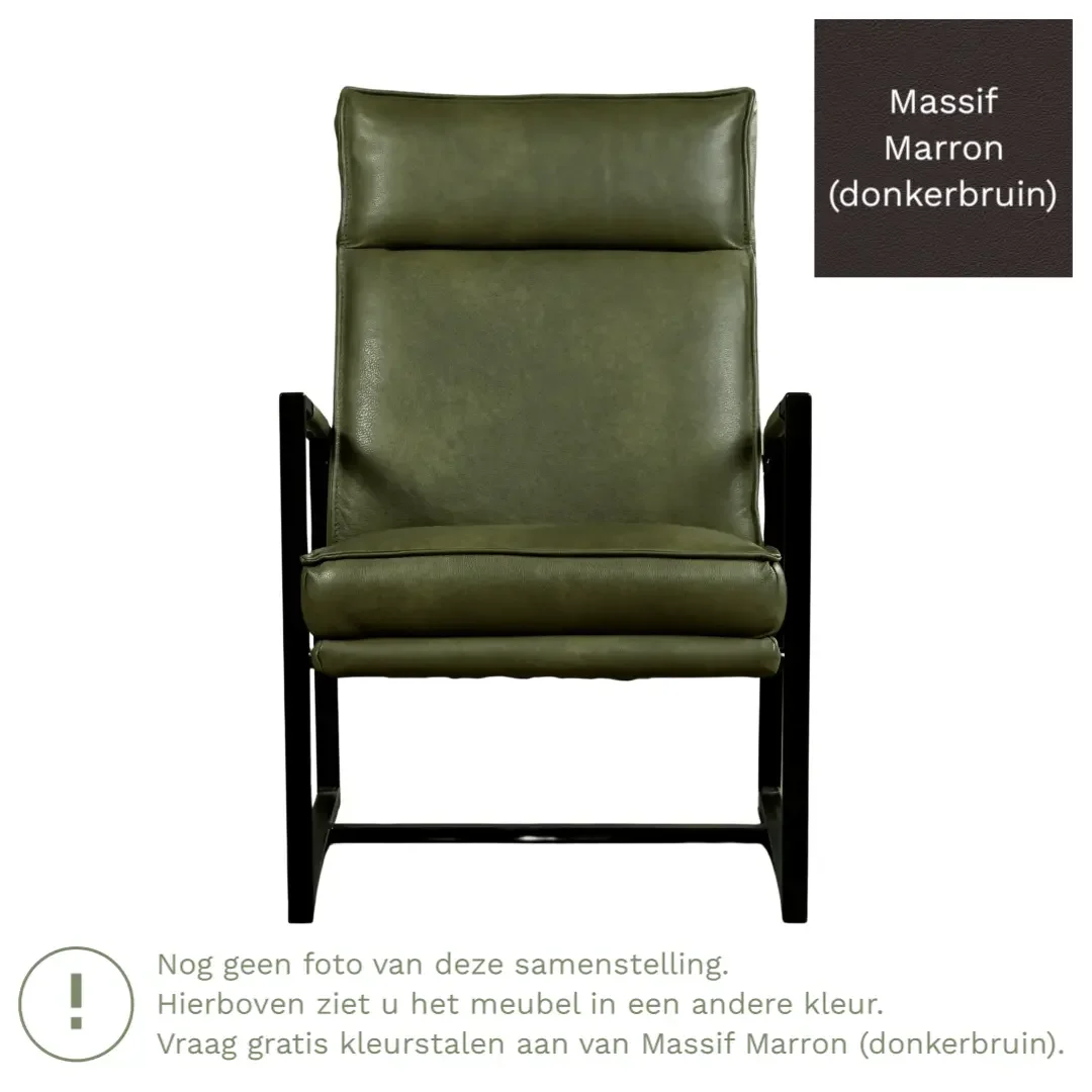 afbeelding van Leren fauteuil Square - Massif Marron (donkerbruin)