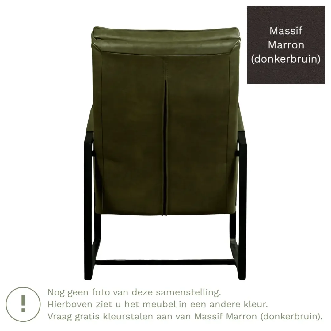 afbeelding van Leren fauteuil Square - Massif Marron (donkerbruin)