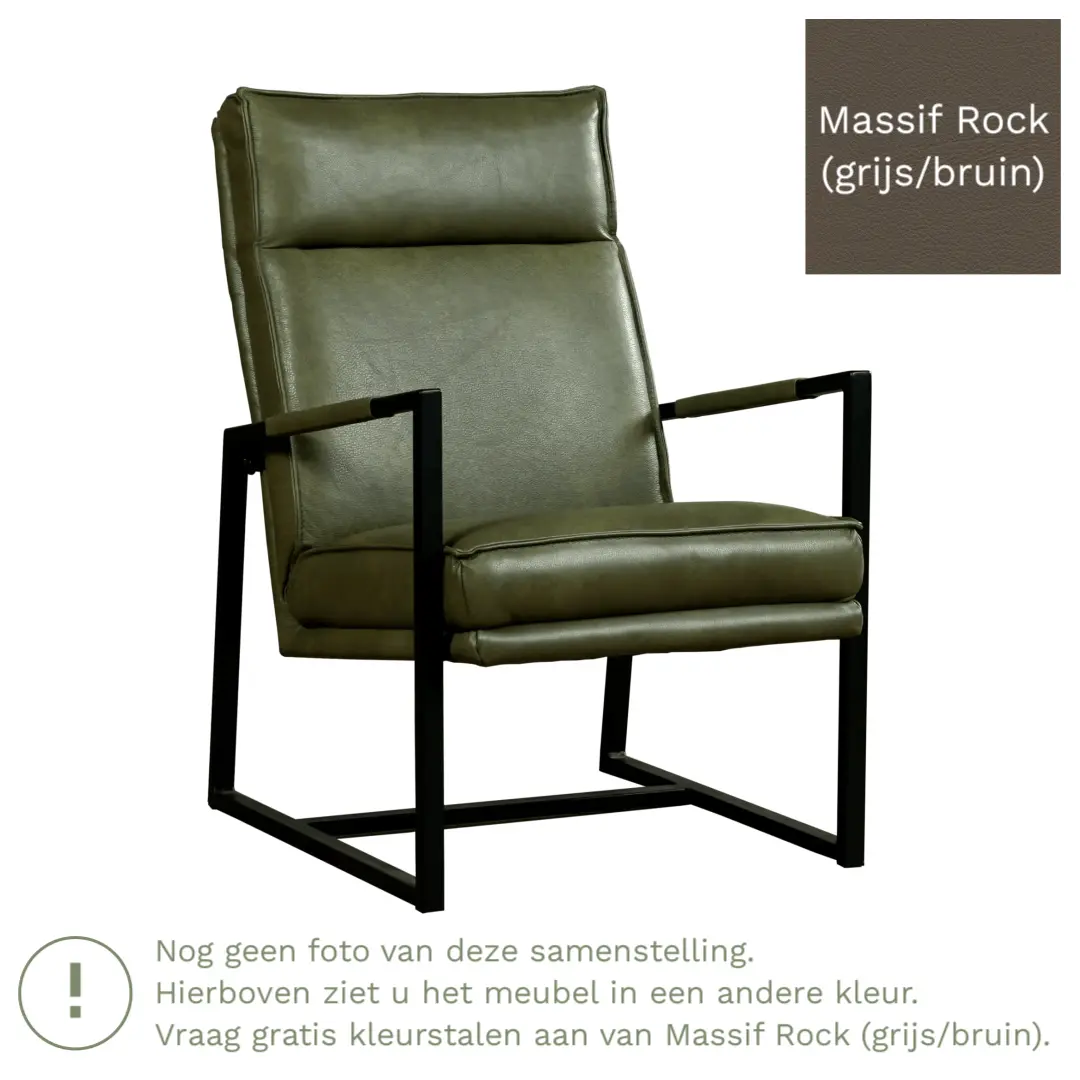 afbeelding van Leren fauteuil Square - Massif Rock (grijs/bruin)