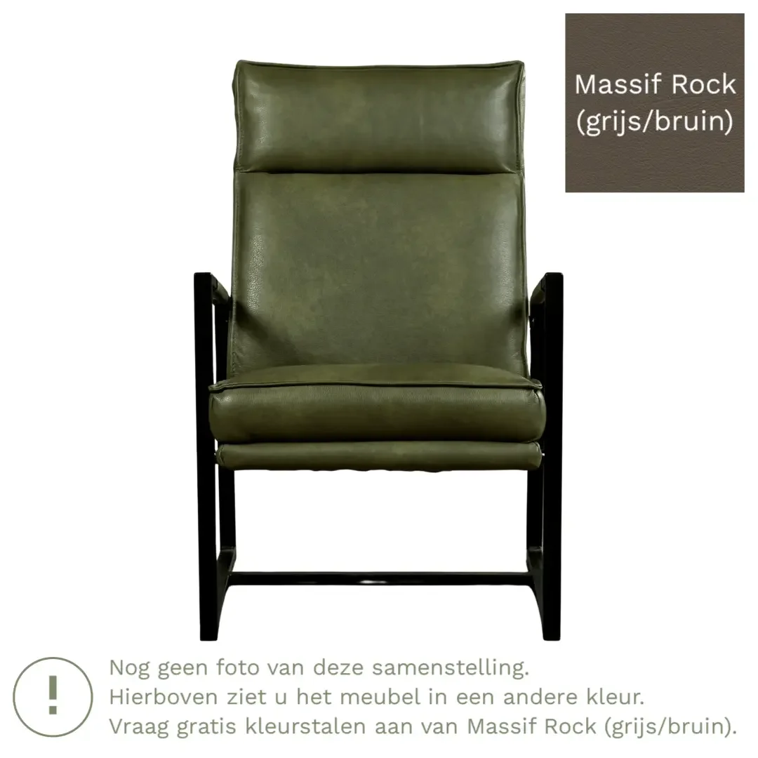 afbeelding van Leren fauteuil Square - Massif Rock (grijs/bruin)