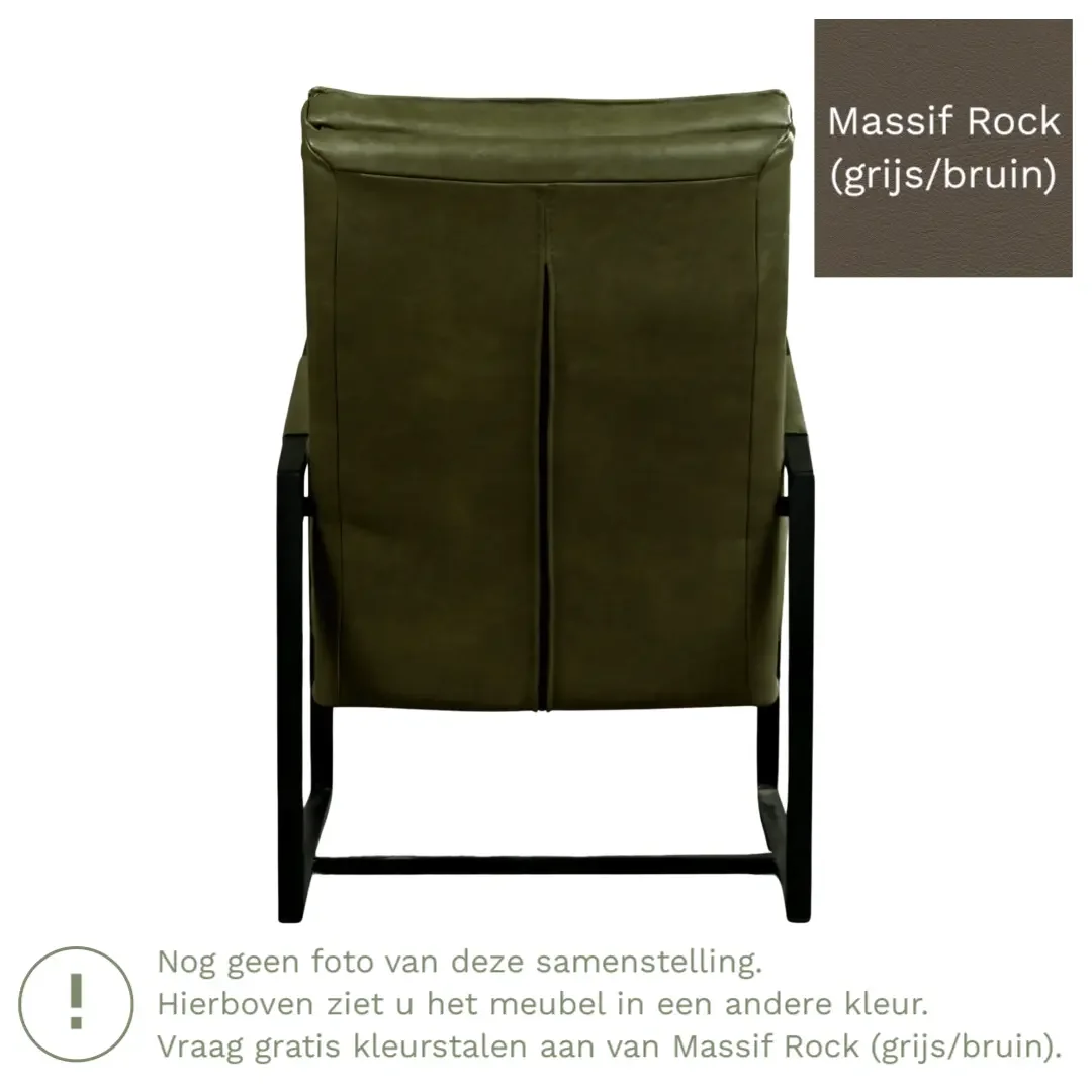 afbeelding van Leren fauteuil Square - Massif Rock (grijs/bruin)