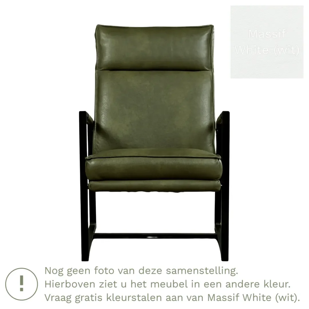 afbeelding van Leren fauteuil Square - Massif White (wit)