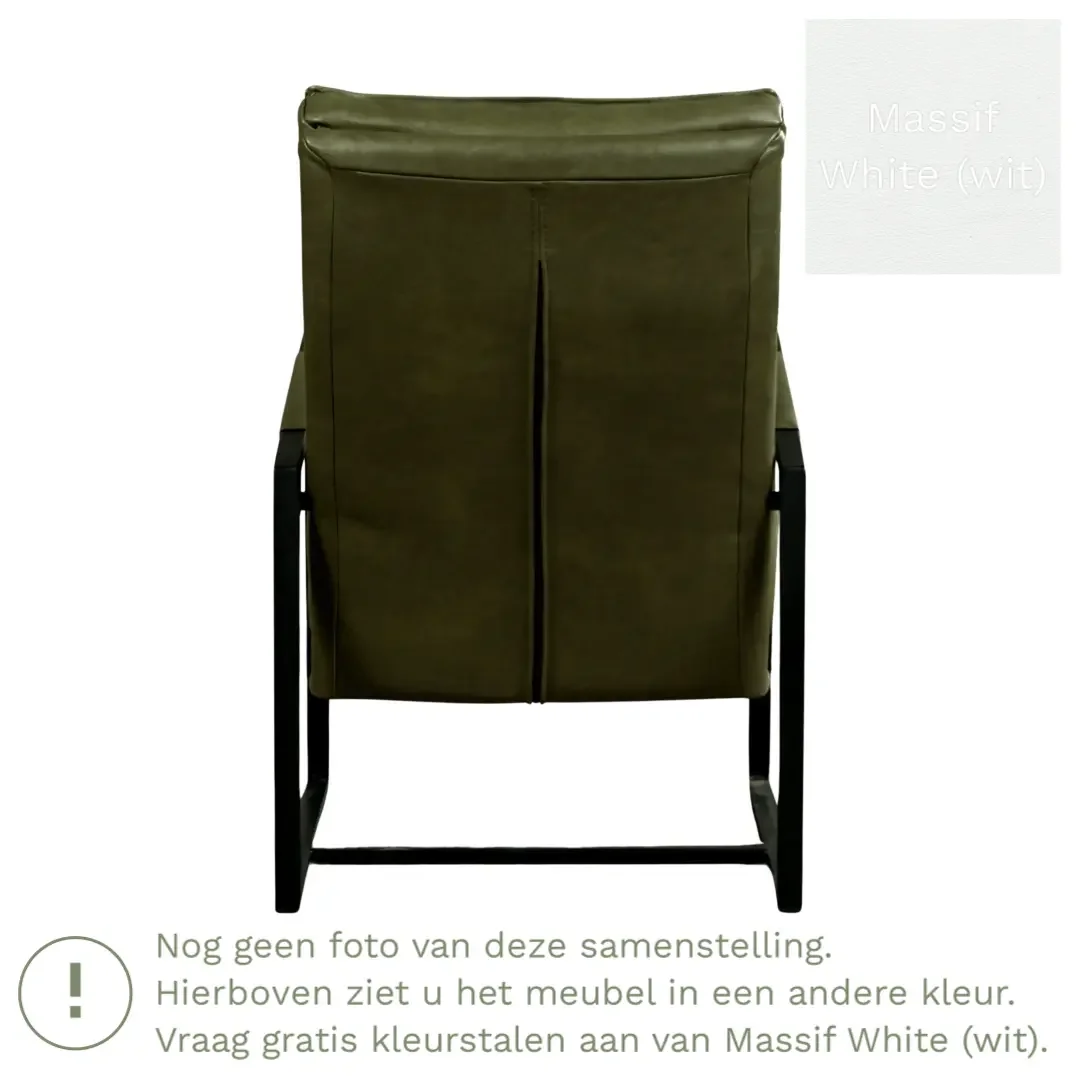 afbeelding van Leren fauteuil Square - Massif White (wit)
