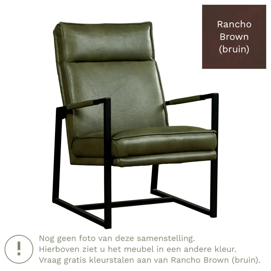 afbeelding van Leren fauteuil Square - Rancho Brown (bruin)