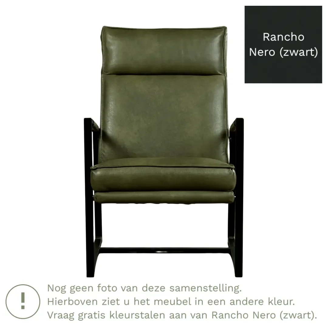 afbeelding van Leren fauteuil Square - Rancho Nero (zwart)