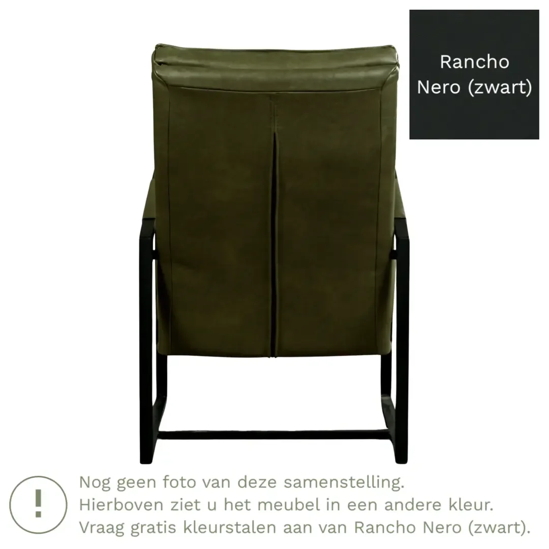 afbeelding van Leren fauteuil Square - Rancho Nero (zwart)