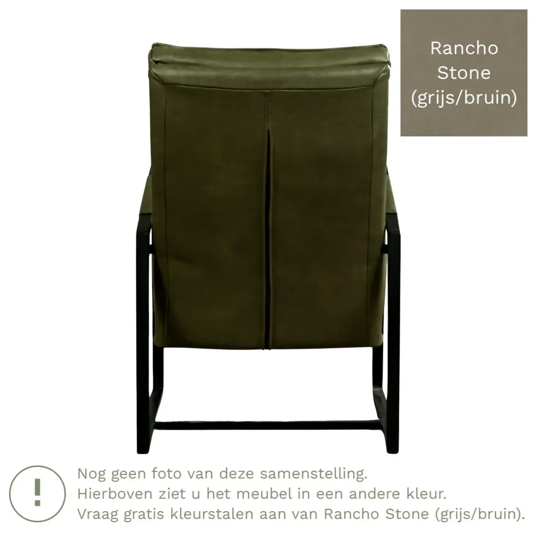 afbeelding van Leren fauteuil Square - Rancho Stone (grijs/bruin)