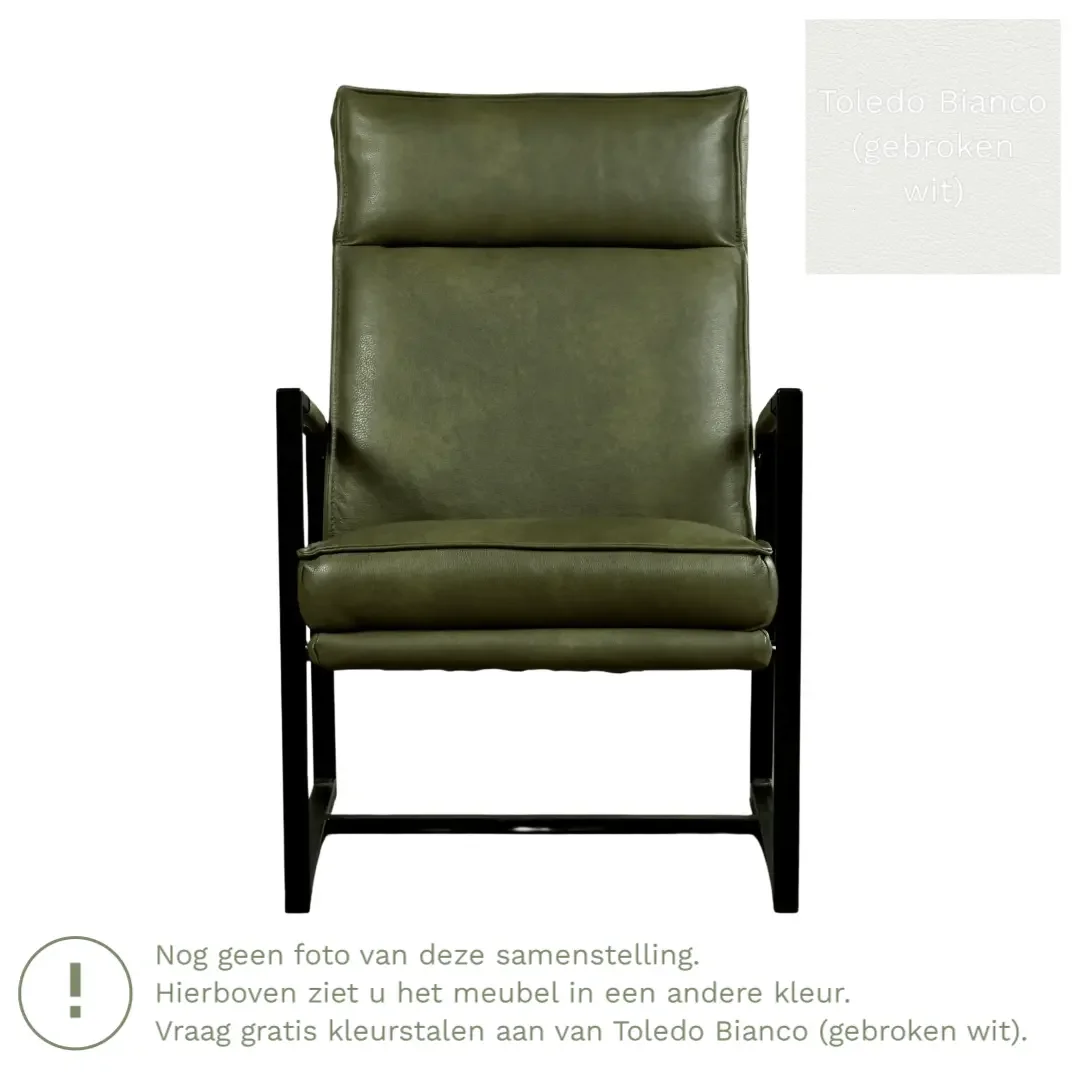 afbeelding van Leren fauteuil Square - Toledo Bianco (gebroken wit)