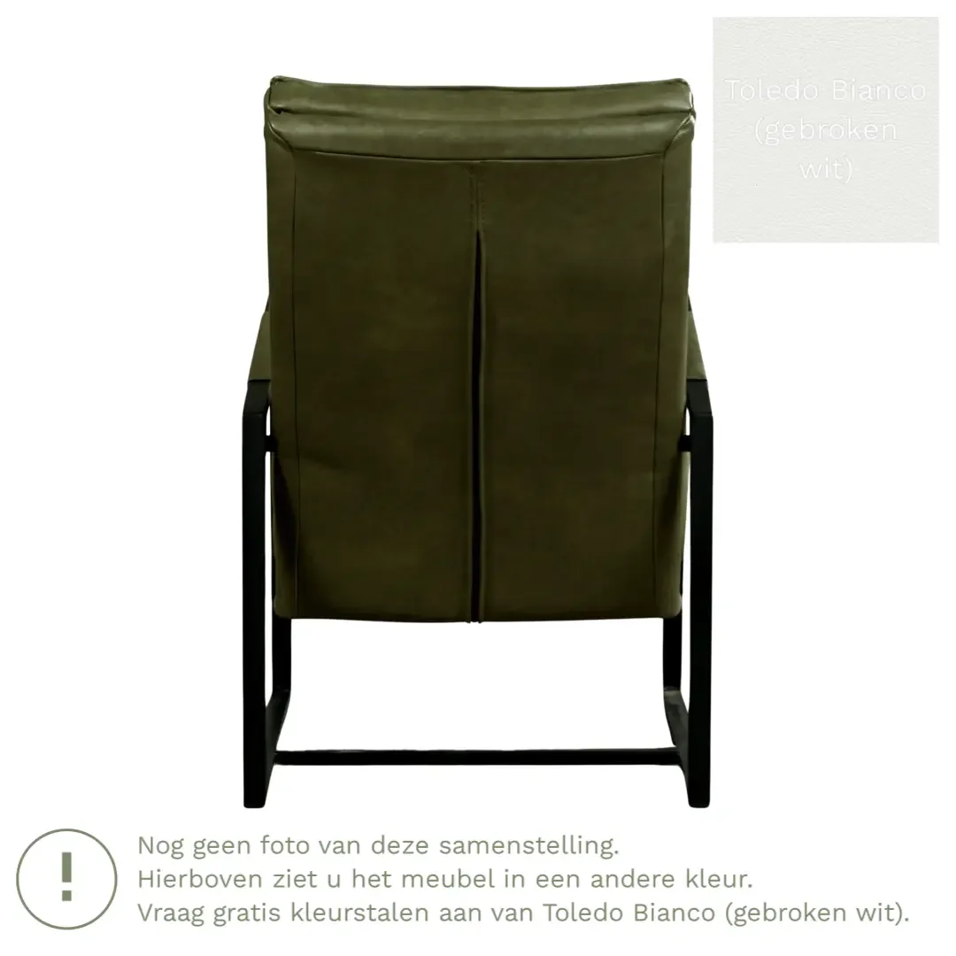 afbeelding van Leren fauteuil Square - Toledo Bianco (gebroken wit)