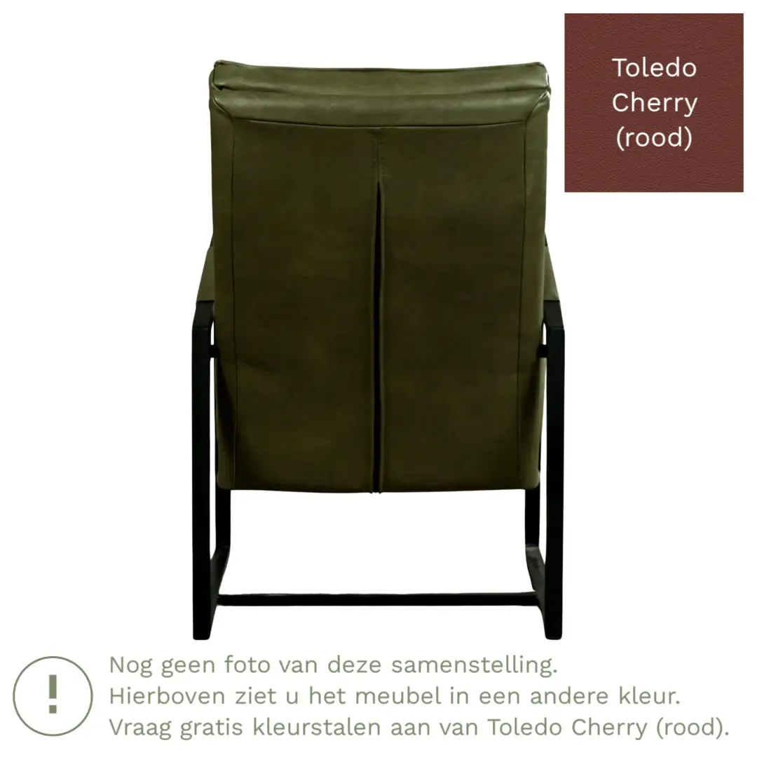 afbeelding van Leren fauteuil Square - Toledo Cherry (rood)