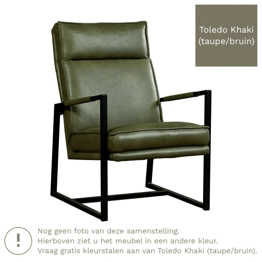 afbeelding van Leren fauteuil Square - Toledo Khaki (taupe/bruin)