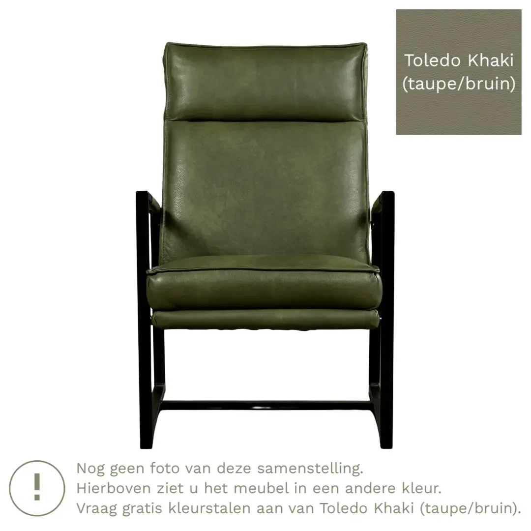 afbeelding van Leren fauteuil Square - Toledo Khaki (taupe/bruin)