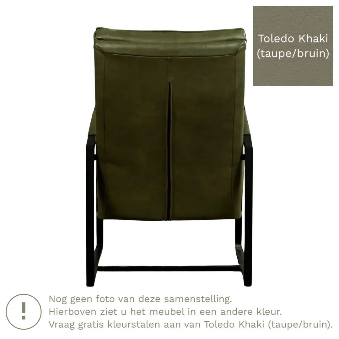afbeelding van Leren fauteuil Square - Toledo Khaki (taupe/bruin)