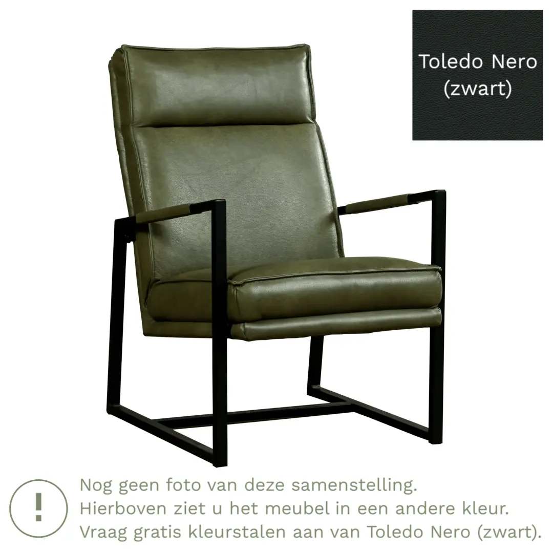 afbeelding van Leren fauteuil Square - Toledo Nero (zwart)