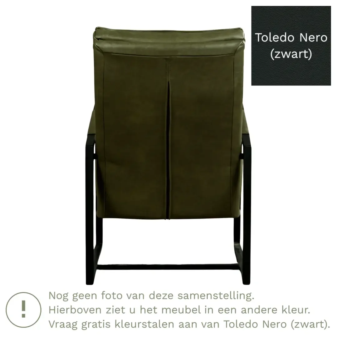 afbeelding van Leren fauteuil Square - Toledo Nero (zwart)