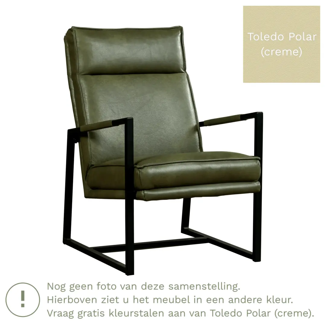 afbeelding van Leren fauteuil Square - Toledo Polar (crème)