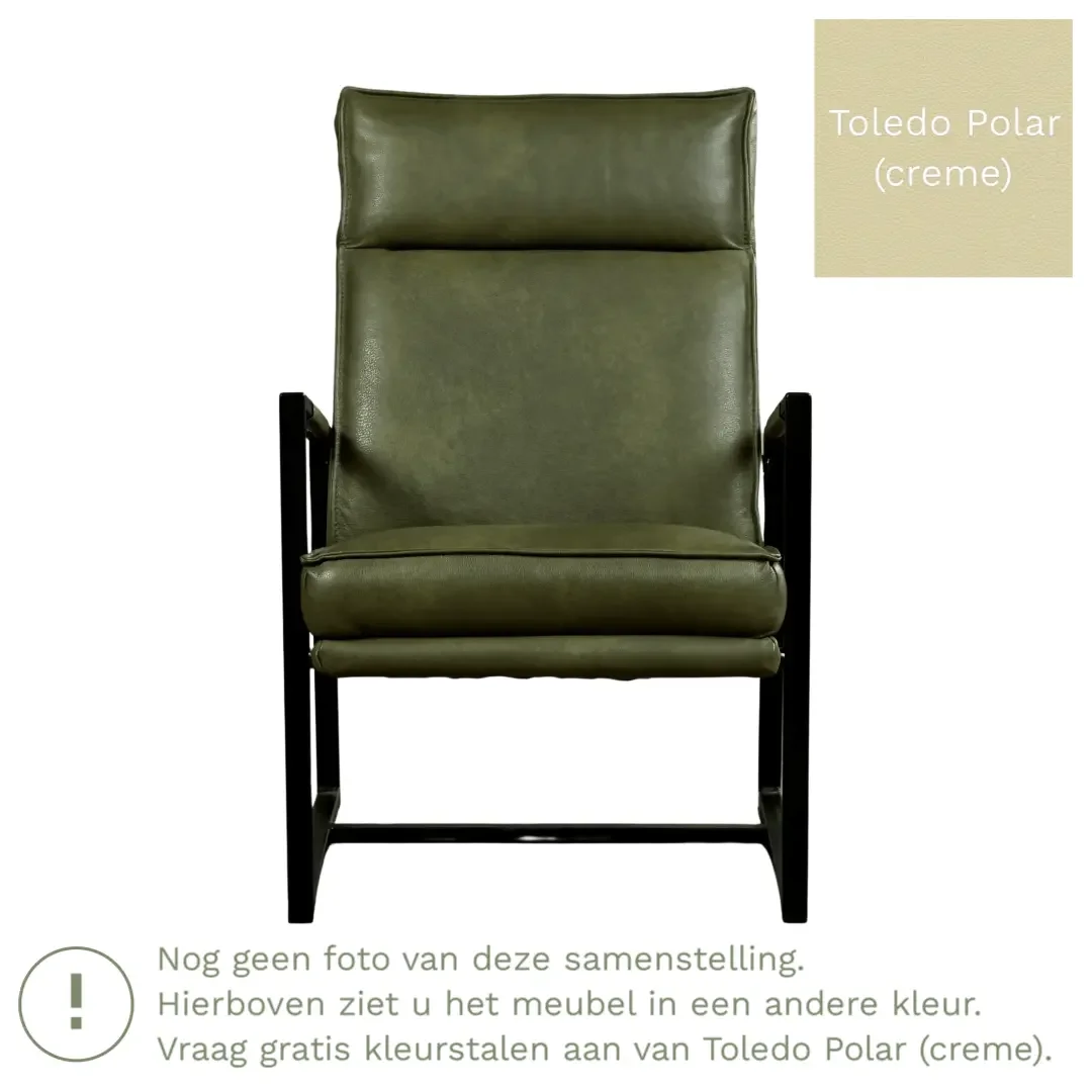 afbeelding van Leren fauteuil Square - Toledo Polar (crème)
