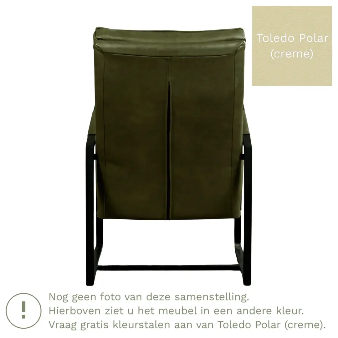 afbeelding van Leren fauteuil Square - Toledo Polar (crème)