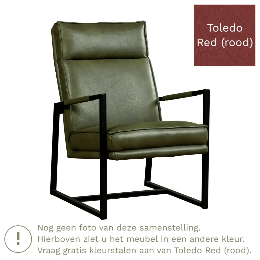 afbeelding van Leren fauteuil Square - Toledo Red (rood)