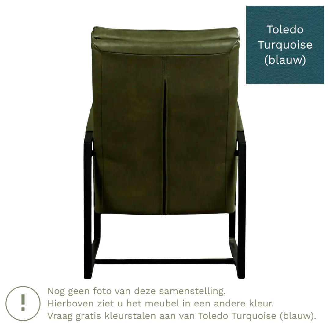 afbeelding van Leren fauteuil Square - Toledo Turquoise (blauw)
