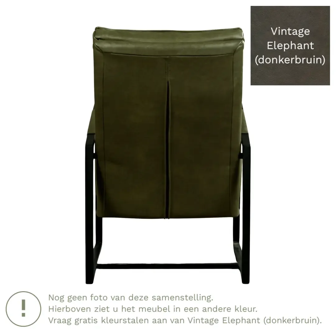 afbeelding van Leren fauteuil Square - Vintage Elephant (donkerbruin)